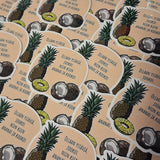 ananas ja kookos -vinyyli tarra
