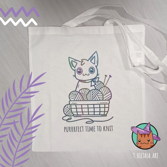 Purrrfect time to knit -kangaskassi